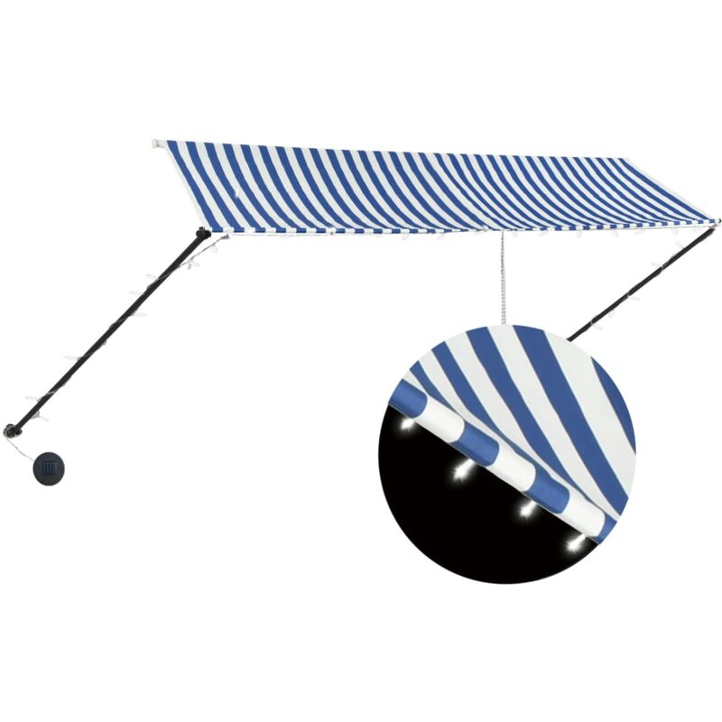 

Toldo Retráctil con LED Azul y Blanco 350x150 cm - Azul - Vidaxl