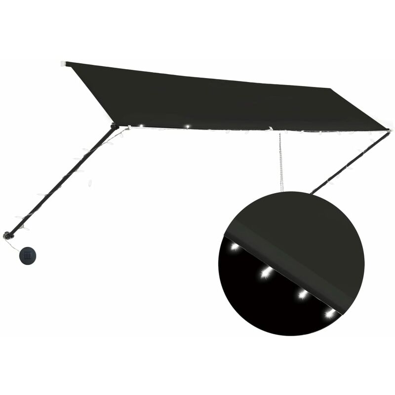 

Toldo Retráctil con LED Gris Antracita 400x150 cm - Antracita - Vidaxl