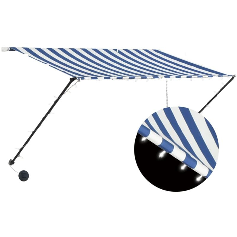 

Toldo Retráctil con LED Azul y Blanco 300x150 cm - Azul - Vidaxl