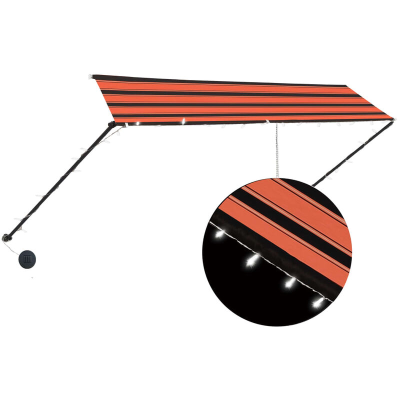 

Toldo retractil con LED naranja y marron 350x150 cm