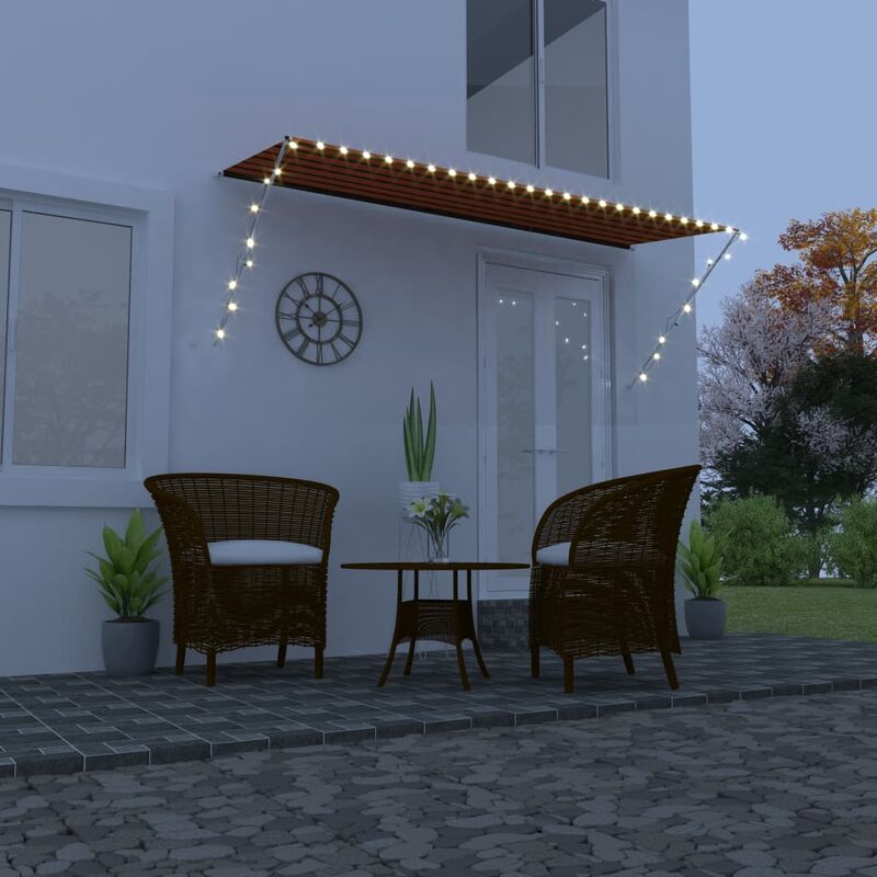 

Toldo retráctil con LED naranja y marrón 350x150 cm