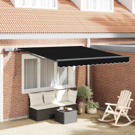 Toldo Retráctil con luces de tiras LED Negro 300 x 250 cm tela