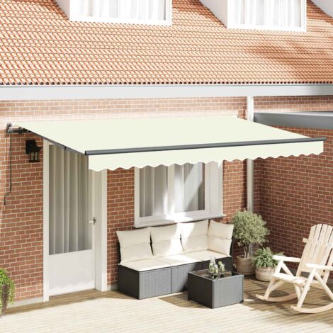 Toldo Retráctil Crema 400 x 200 cm Poliéster y Aluminio