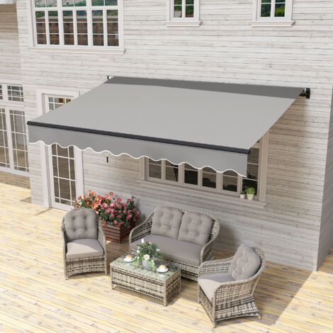 Toldo Retráctil de Aluminio para Ventanas y Puertas con Protección UV30+ y Inclinación Ajustable 360x220 cm Gris