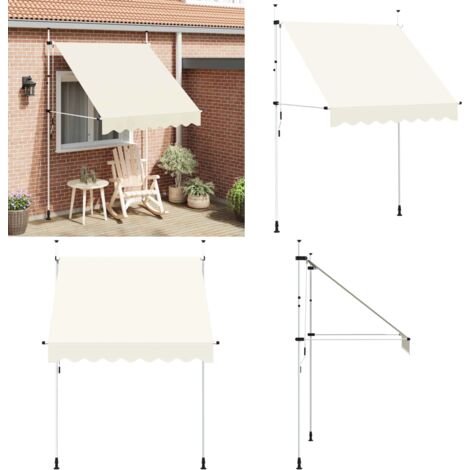 Toldo retráctil de operación manual 200 cm crema - Toldo manual - Toldo de poliéster
