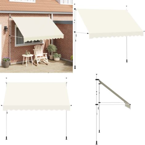 Toldo retráctil de operación manual 300 cm crema - Toldo manual - Toldo de poliéster