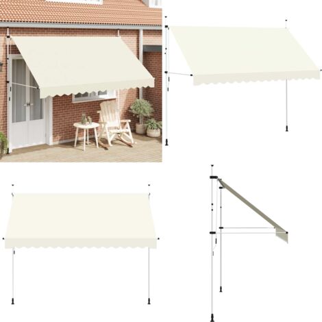 Toldo retráctil de operación manual 350 cm crema - Toldo manual - Toldo de poliéster