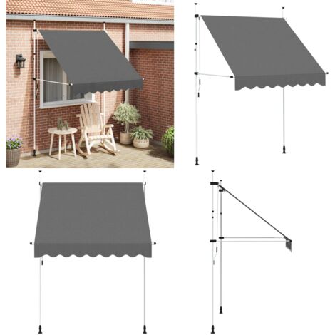 Toldo retráctil de operación manual antracita 200 cm - Toldo manual - Toldo de poliéster