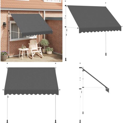 Toldo retráctil de operación manual antracita 250 cm - Toldo manual - Toldo de poliéster