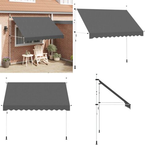 Toldo retráctil de operación manual antracita 300 cm - Toldo manual - Toldo de poliéster