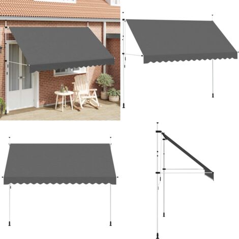 Toldo retráctil de operación manual antracita 350 cm - Toldo manual - Toldo de poliéster