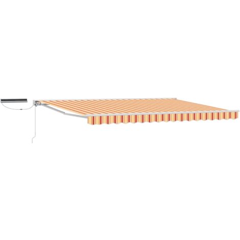 Toldo Retráctil Eléctrico Amarillo, Naranja y 4 x 3 m