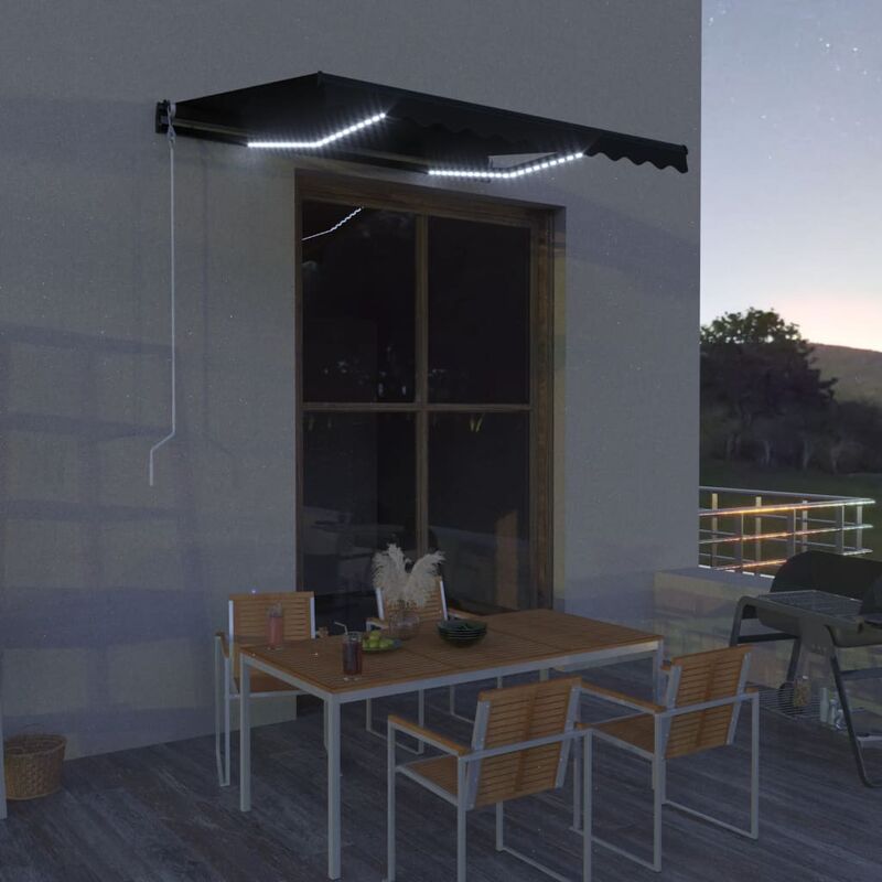 

Toldo retráctil LED y sensor de viento gris antracita 300x250cm