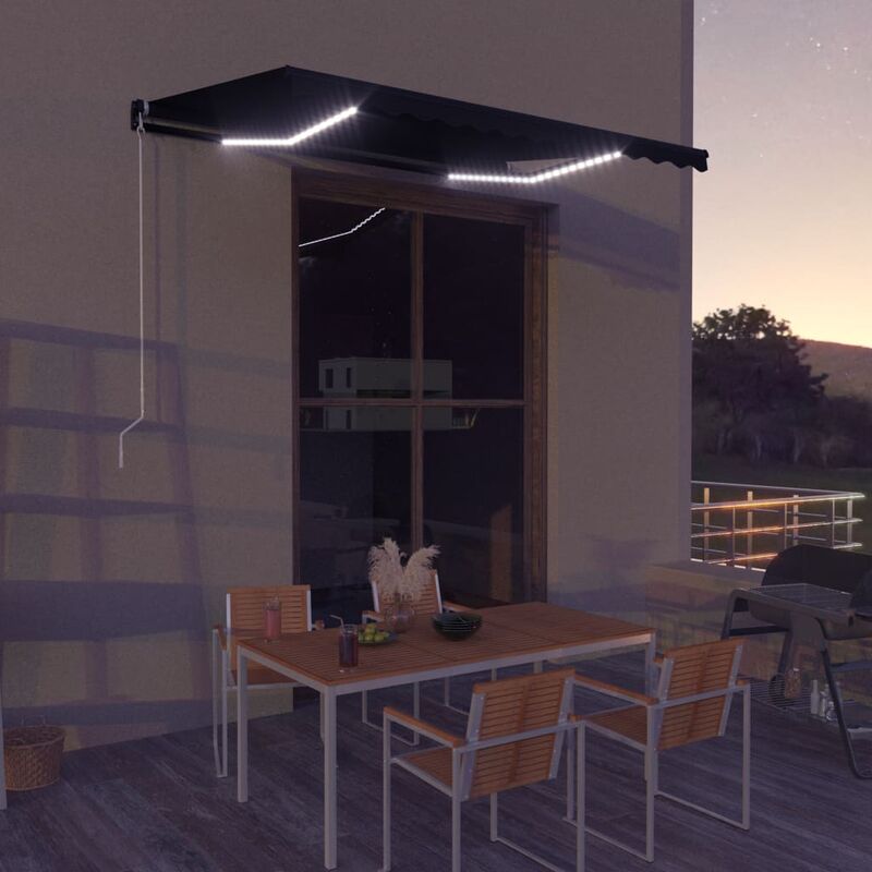 

Toldo retráctil LED y sensor de viento gris antracita 350x250cm