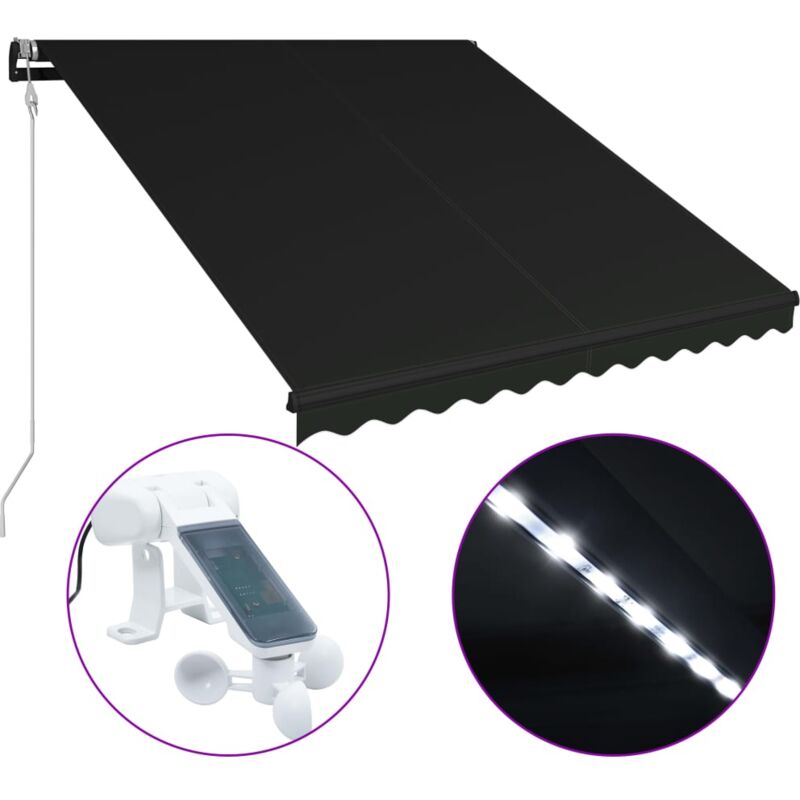 

Toldo retráctil LED y sensor de viento gris antracita 350x250cm - Antracita - Vidaxl