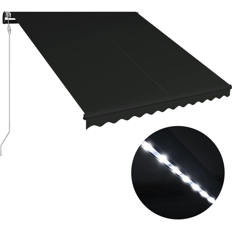 

Toldo retractil LED y sensor de viento gris antracita 350x250cm