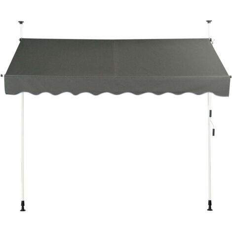 Toldo retráctil manual 250 x 125 cm regulable 200-300 cm aluminio gris estilo moderno y práctico 200010430