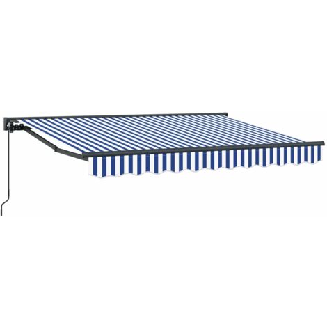 Toldo retráctil manual Azul y 3,5 x 2 m