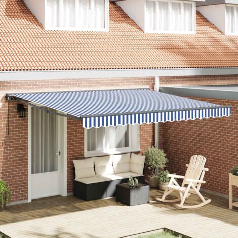 Toldo Retráctil Manual Azul y 400x300 cm tela