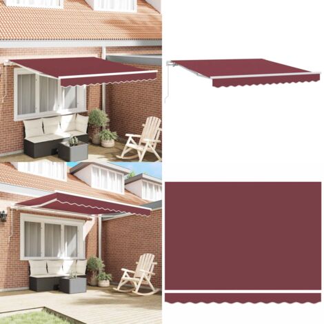 Toldo retráctil manual burdeos 300x250 cm - Toldo manual - Toldo de aluminio