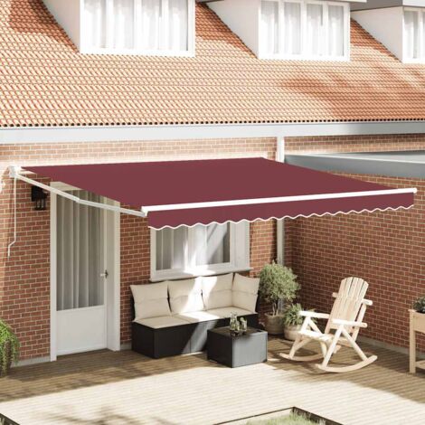 Toldo retráctil manual burdeos 400x300 cm