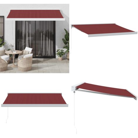 Toldo retráctil manual color burdeos 350x250 cm - Toldo manual - Toldo de exterior