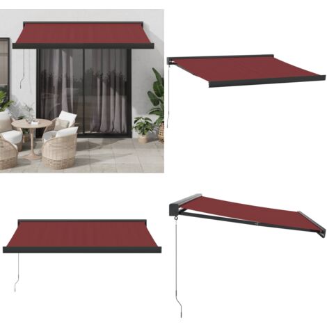Toldo retráctil manual color burdeos 350x250 cm - Toldo manual - Toldo de pie