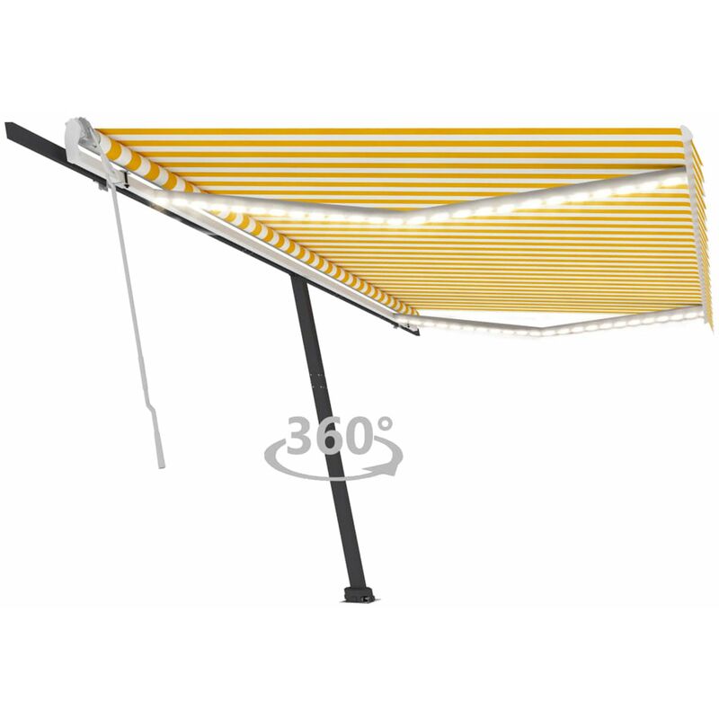 

Toldo retractil manual con LED amarillo y blanco 500x350 cm