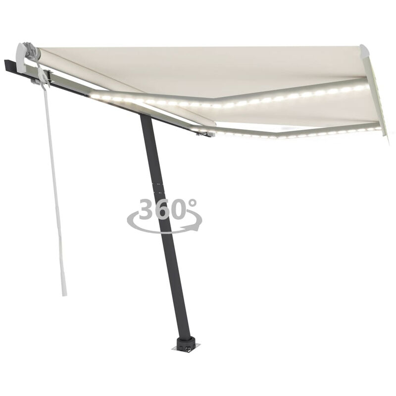 

Toldo retractil manual con LED color crema 350x250 cm