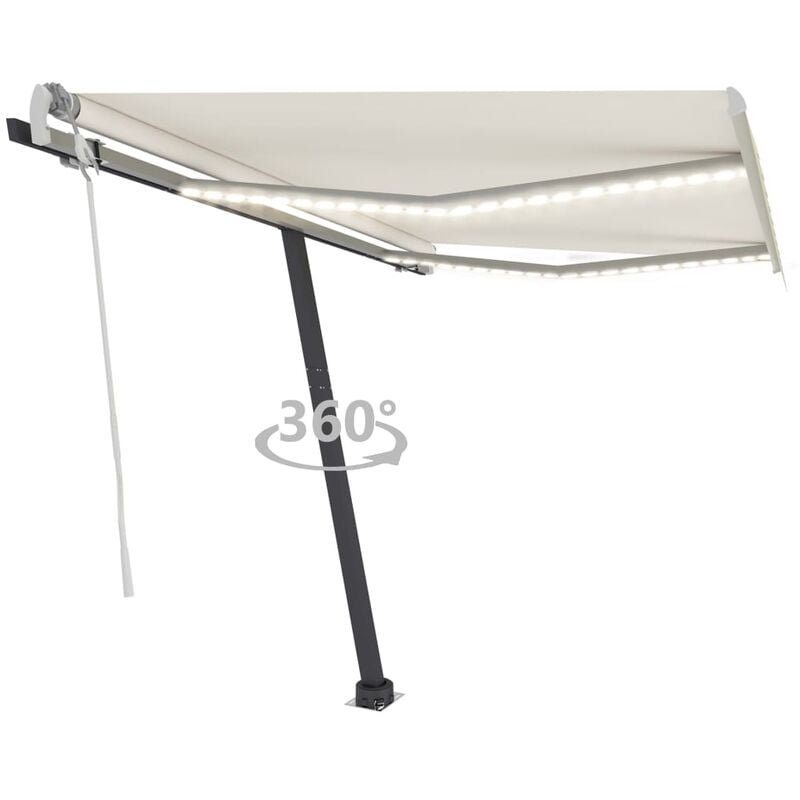 

Toldo retráctil manual con LED color crema 350x250 cm