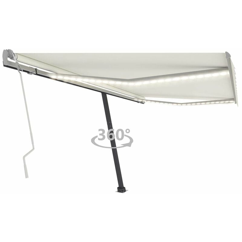 

Toldo retractil manual con LED color crema 450x300 cm