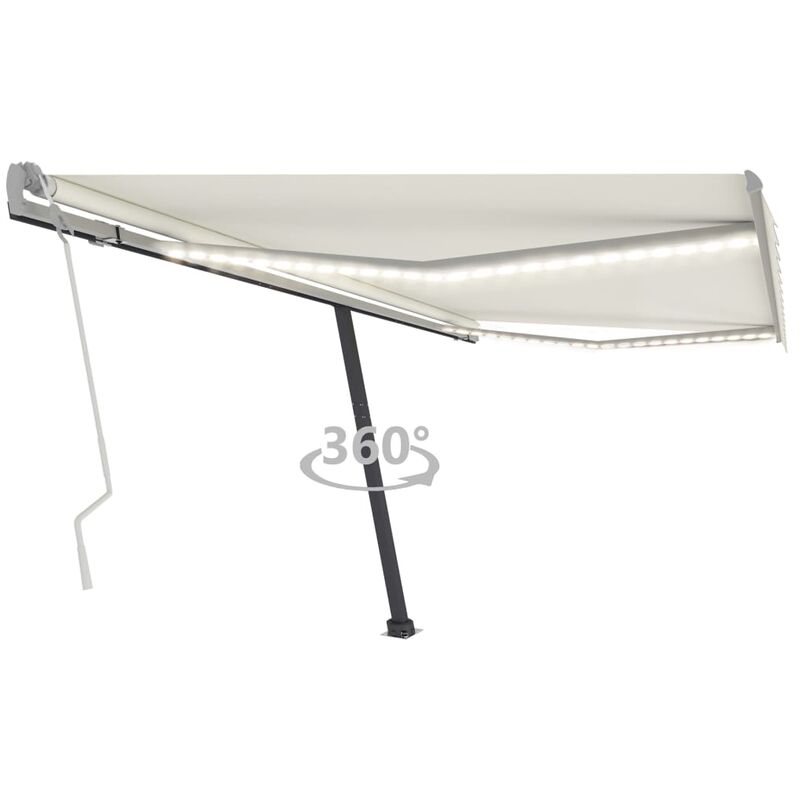 

Toldo retráctil manual con LED color crema 450x300 cm