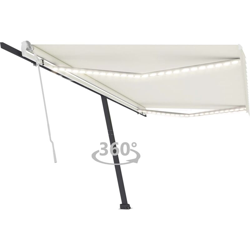 

Toldo retráctil manual con LED color crema 500x350 cm