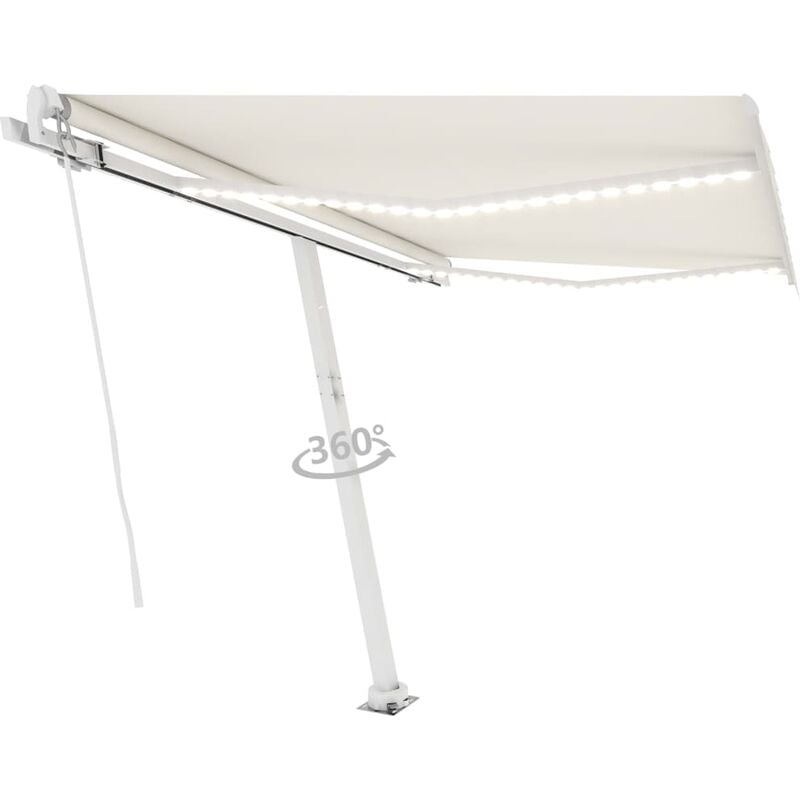 

Toldo retráctil manual con LED crema 350x250 cm