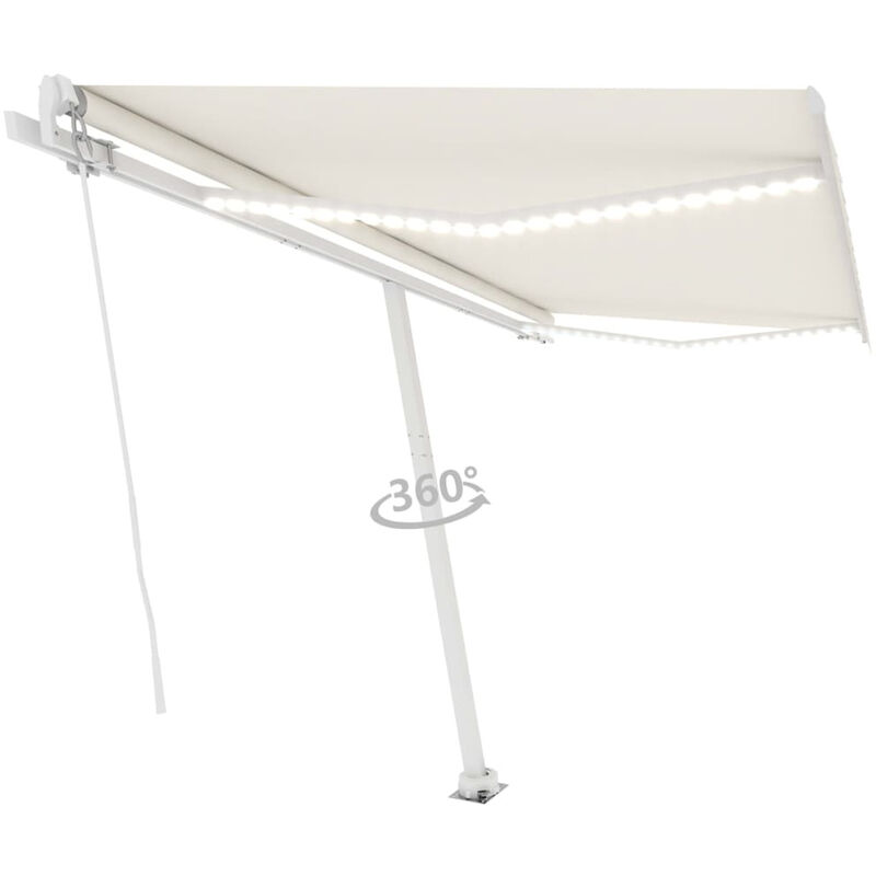 

Asupermall - Toldo retractil manual con LED crema 450x300 cm