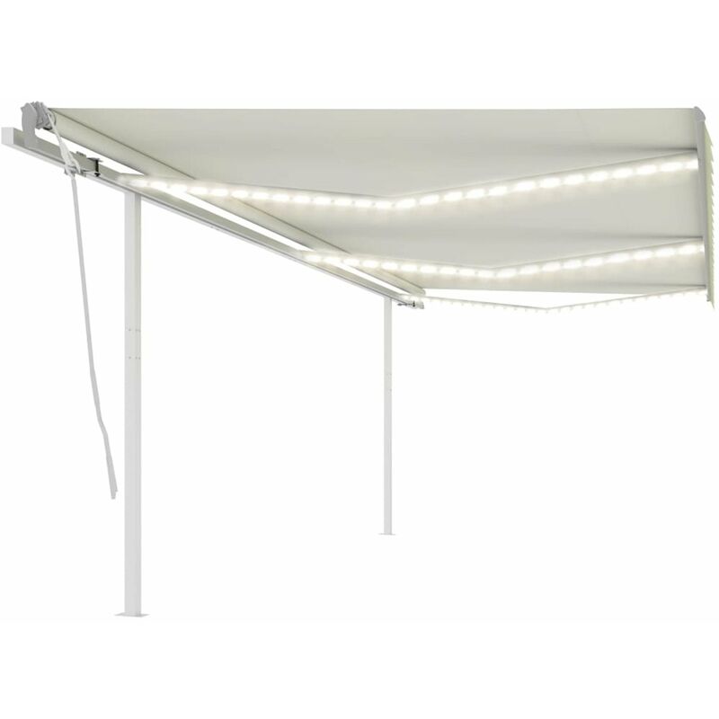 

Toldo retractil manual con LED crema 6x3 m