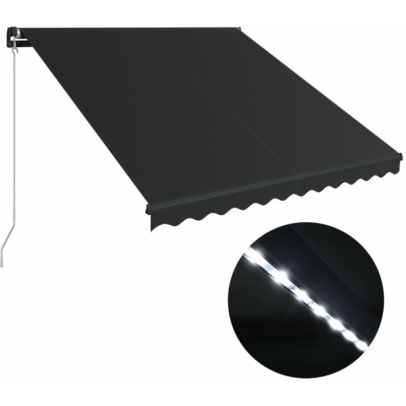 

Toldo retractil manual con LED gris antracita 300x250 cm