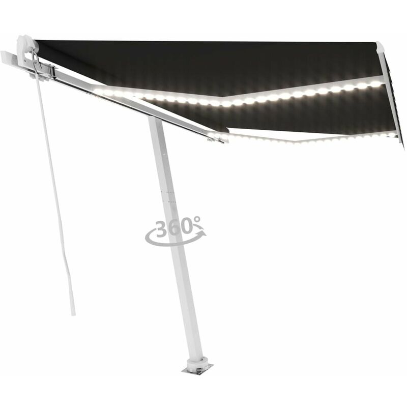 

Toldo retractil manual con LED gris antracita 300x250 cm