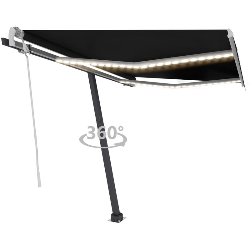 

Toldo retractil manual con LED gris antracita 300x250 cm