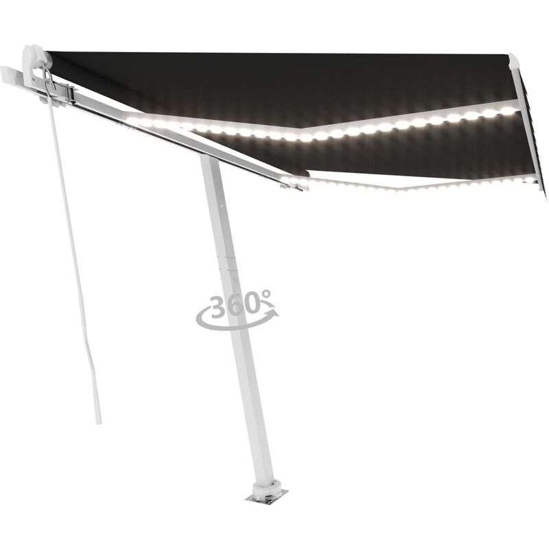 

Toldo retráctil manual con LED gris antracita 300x250 cm