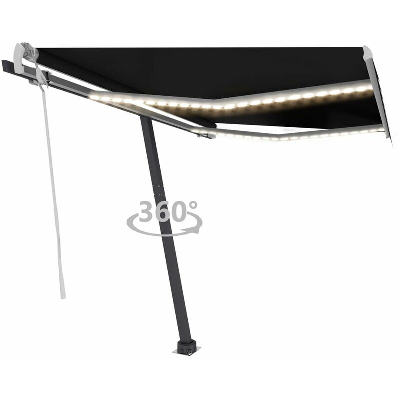 

Toldo retractil manual con LED gris antracita 350x250 cm