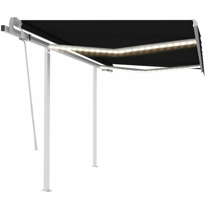 

Toldo retractil manual con LED gris antracita 3,5x2,5 m