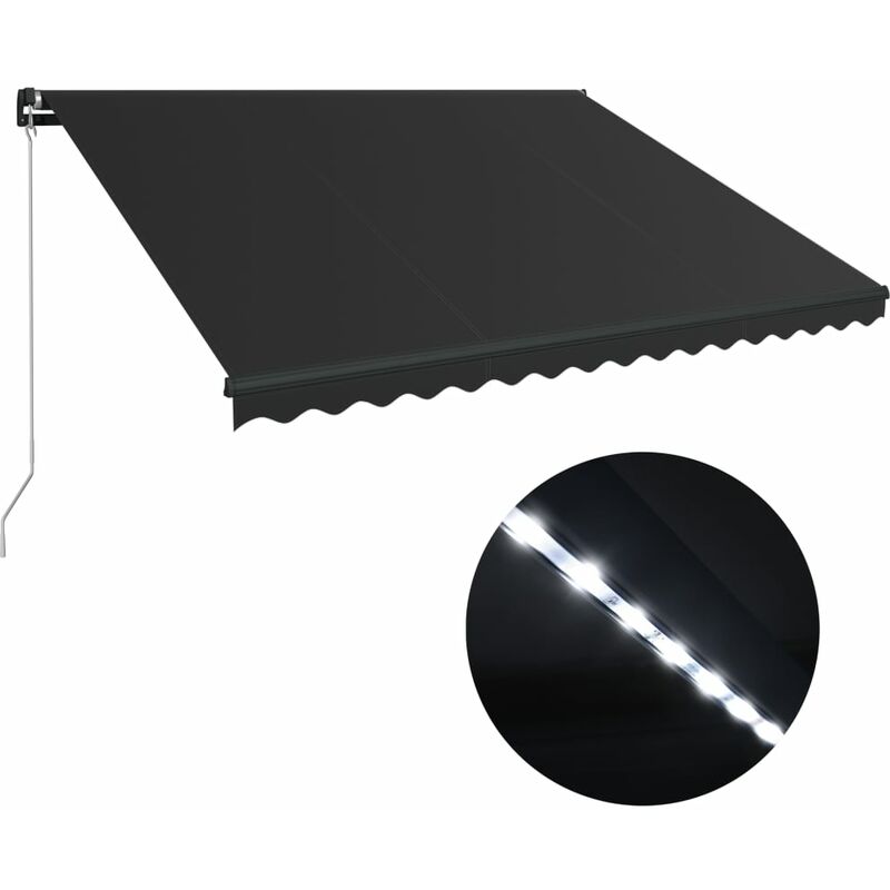 

Toldo retractil manual con LED gris antracita 400x300 cm