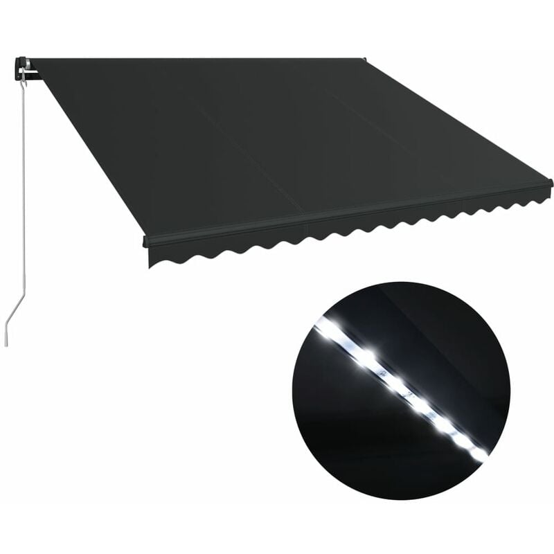 

Toldo retractil manual con LED gris antracita 450x300 cm