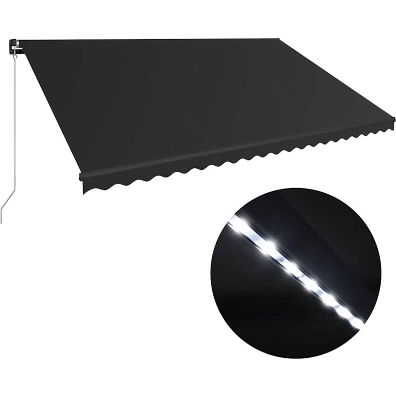 

vidaXL Toldo retráctil manual con LED gris antracita 500x300 cm - Antracita