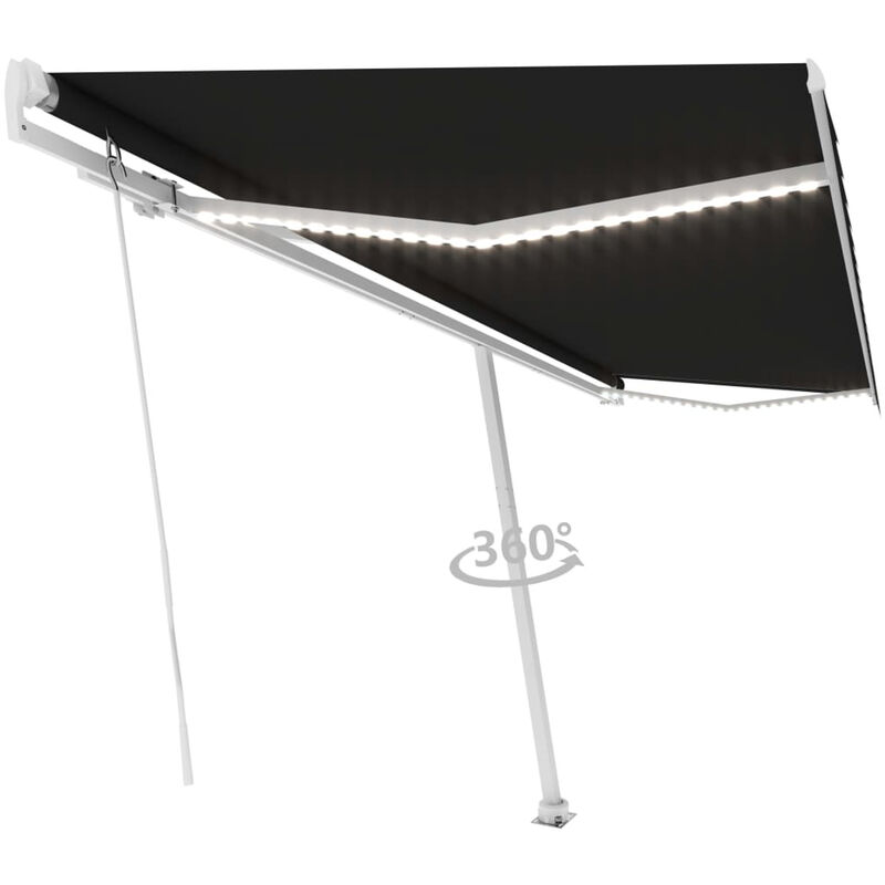 

Asupermall - Toldo retractil manual con LED gris antracita 500x300 cm