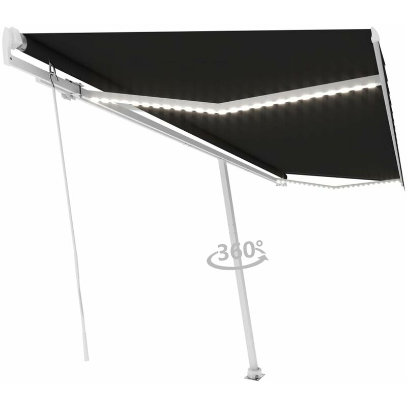 

Toldo retractil manual con LED gris antracita 500x350 cm