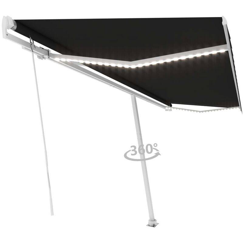 

Toldo retráctil manual con LED gris antracita 500x350 cm