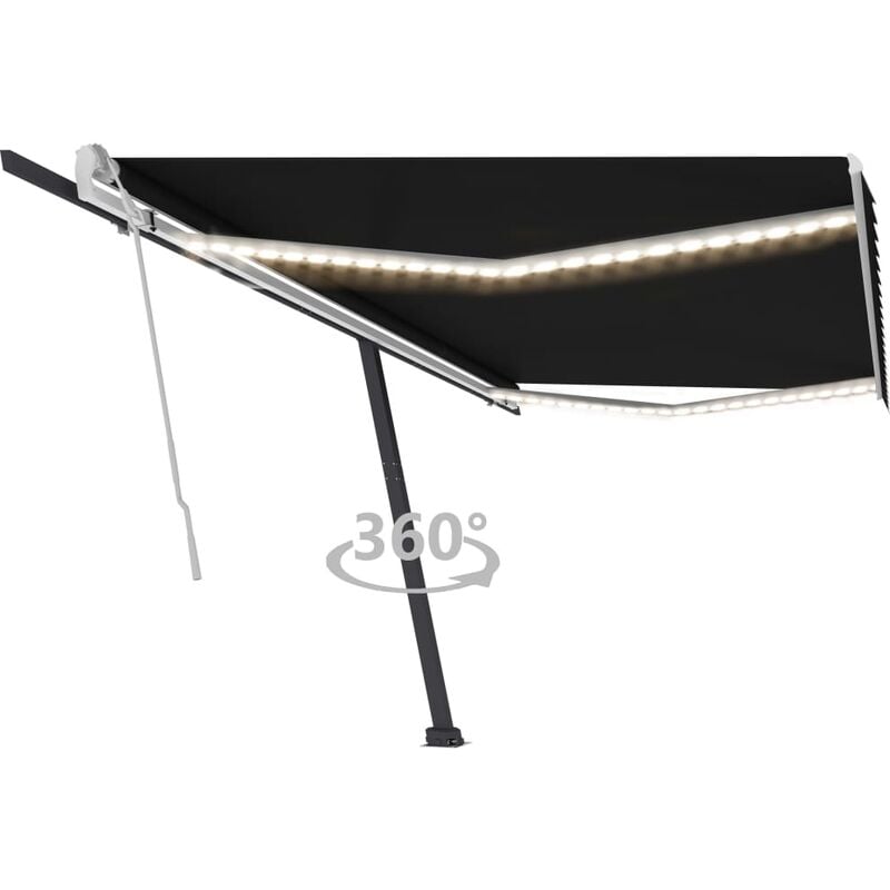 

Toldo retráctil manual con LED gris antracita 500x350 cm