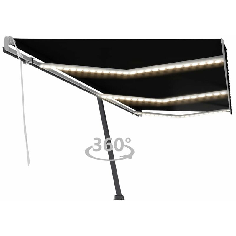 

Toldo retractil manual con LED gris antracita 600x300 cm